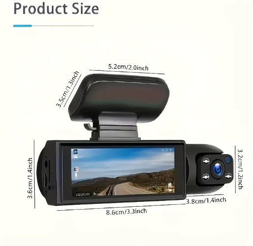 Mozilux-360° Dual Lens Dash Cam – Full HD Autokamera mit Nachtsicht &amp; Innenraumaufnahme 