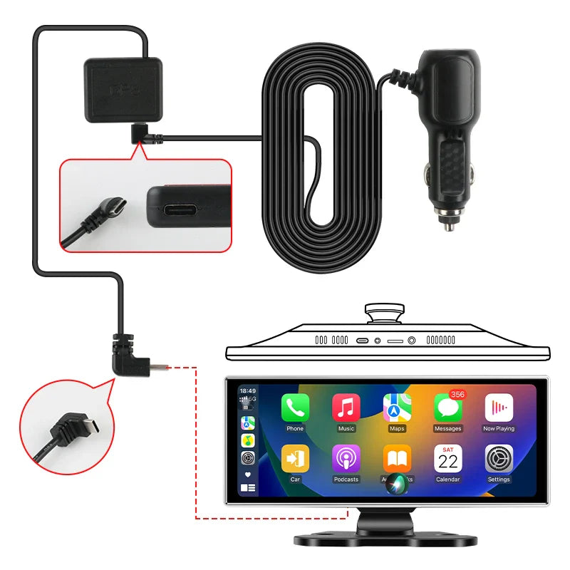 Dashcam 4K Auto mit kabellosem Carplay
