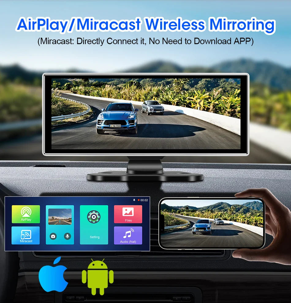 Dashcam 4K Auto mit kabellosem Carplay