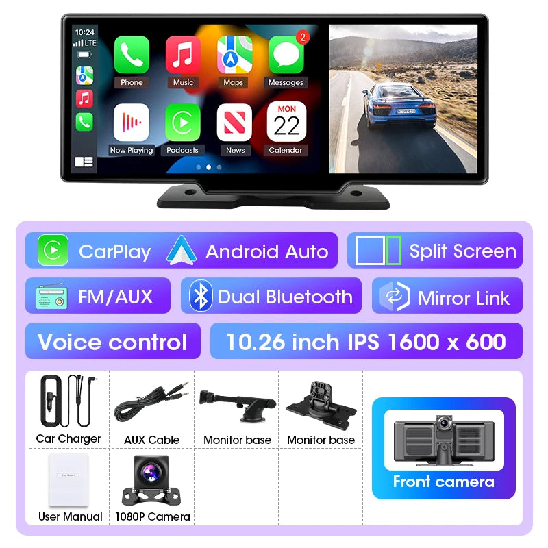 Dashcam 4K Auto mit kabellosem Carplay