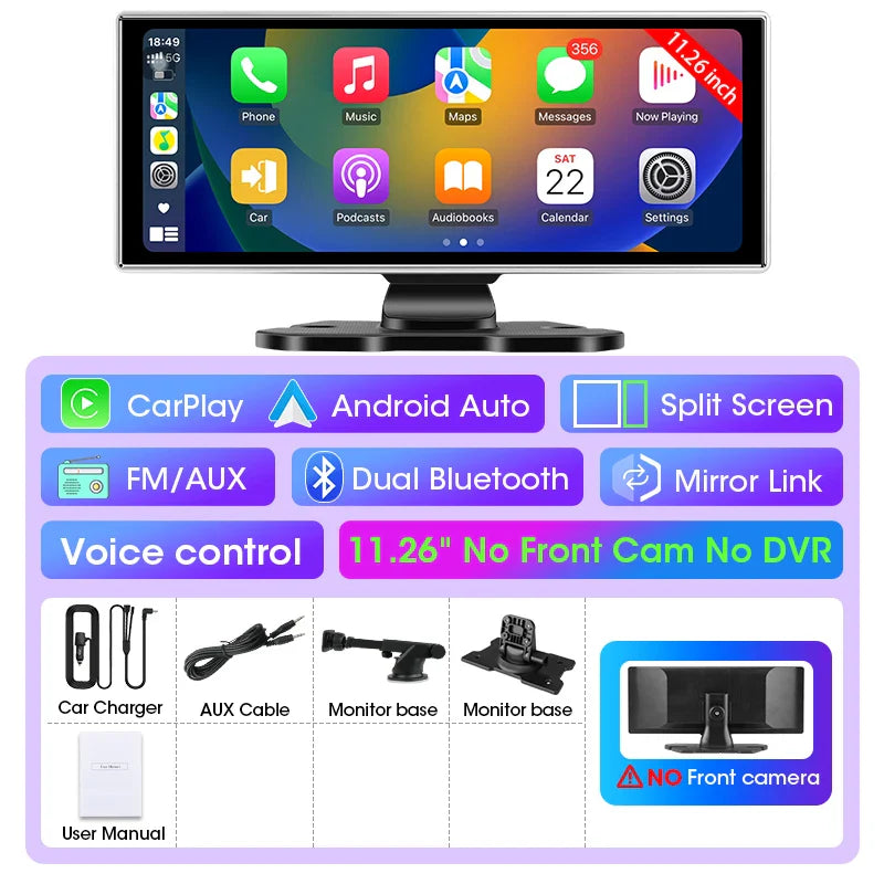 Dashcam 4K Auto mit kabellosem Carplay