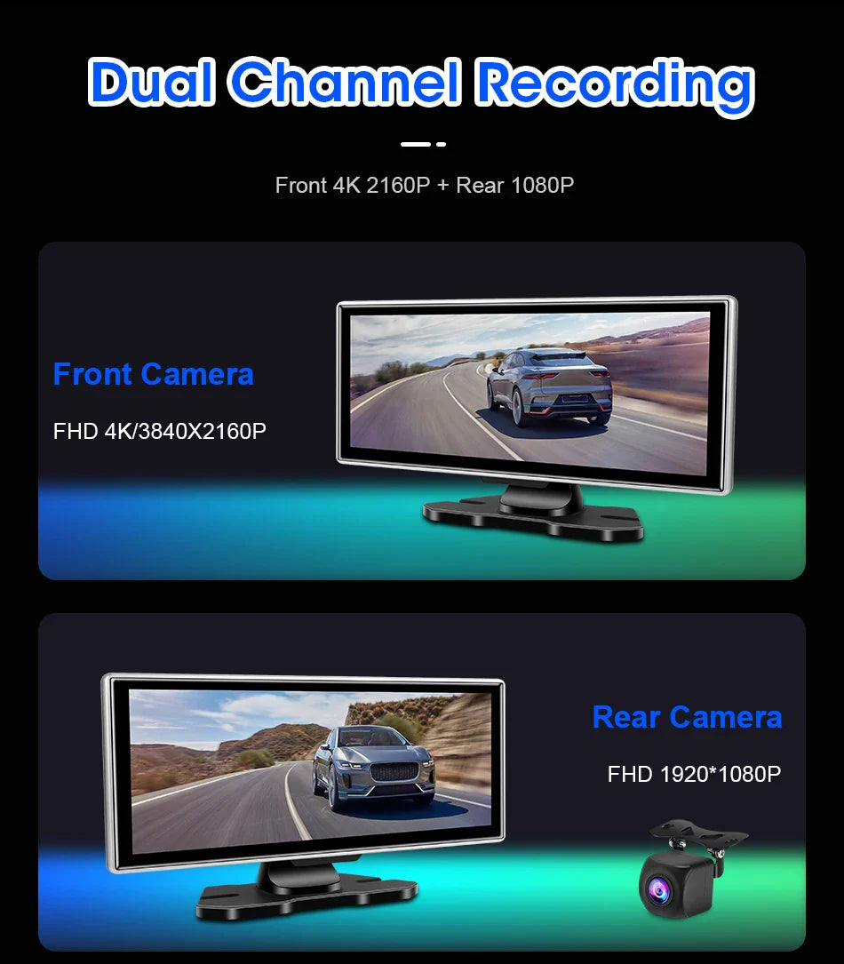 Dashcam 4K Auto mit kabellosem Carplay