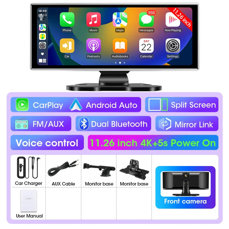 Dashcam 4K Auto mit kabellosem Carplay