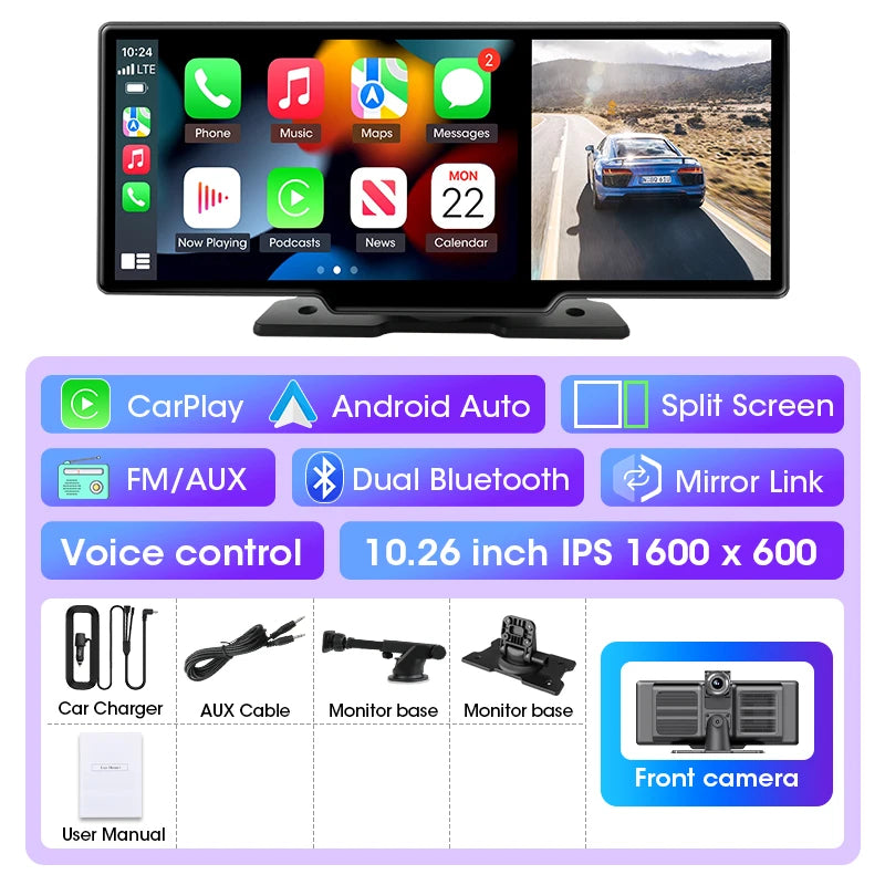 Dashcam 4K Auto mit kabellosem Carplay